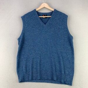 VTG Robert Bruce V-Neck Sweater Vest Mens XL Blue Orlon Acrylic Knit Made in USA